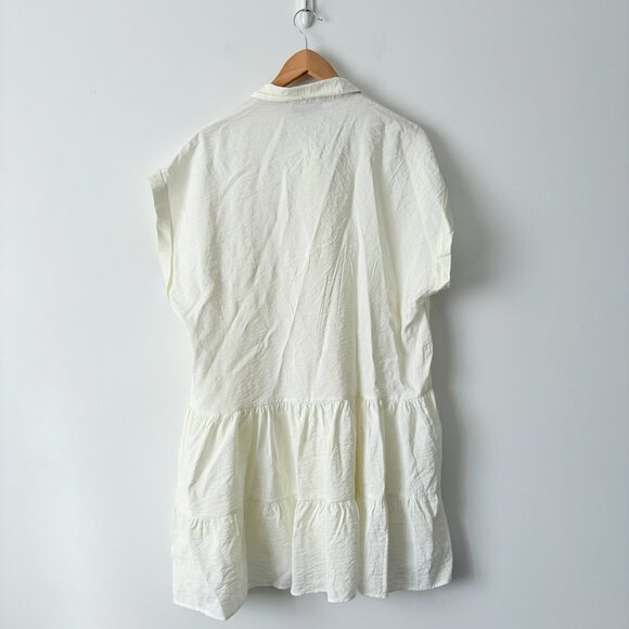 Zara Rhinestone Button Tiered Mini Dress Oyster White NWT Size XL - Picture 3 of 5